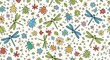© Muhamad - A vibrant seamless pattern of insects and flowers on white background