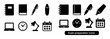© Яна Яківченко - Exam preparation icons with book clock lamp flat