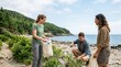 © Xenia - Young volunteers cleaning up beach and collecting plastic garbage. Eco-friendly teamwork and environmental conservation concept