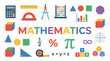 © Satriyo - Comprehensive visual compilation of fundamental mathematical symbols, geometric shapes, and calculation instruments for educational purposes and academic understanding