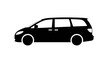 © SnapGlyph - Vector illustration of black silhouette of a minivan car on a transparent background