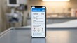 © Mazouni - Patient engagement mobile app interface for a clinical trial showing visit reminders and symptom tracking on a smartphone.