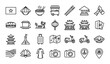 © Munnat - Vietnam Travel Heritage Outline Icon Set with Landmarks Food Culture and Tourism Vector Illustration