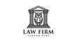 © Wulan - Minimalist Law Firm Logo Featuring Owl Inside Greek Temple.
