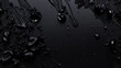 © CLARET - Water droplets splashing on a dark black surface creating a moody abstract liquid texture background