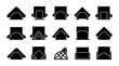 © Mim - Set of 15 Black Napkin Holder Icons, Vector Graphics for Tableware and Dining Design Elements, Kitchen and Restaurant Accessories