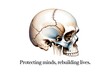 © Mahbub - A detailed illustration of a human skull with cracked surface and rebuilding concept