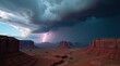 © Leonardo - Tormenta eléctrica extrema sobre un cañón desértico, imponentes nubes