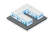 © gfxshakib2023 - Isometric warehouse building icon for business logistics isolated on white background, Vector, illustration