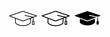 © Umaima - Three graduation caps icon set with tassel design variations