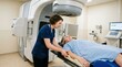 © Thanura - Oncology Specialist Positioning Patient for Radiation Therapy Under Linear Accelerator