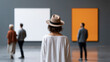 © Kateryna Arkhypova - Group of people looking at art in a gallery, cultural community and exhibition visit concept, with copy space