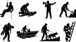 © SERRAMOLOCHANDRO - Emergency Rescue and Disaster Relief Operations Silhouettes Set Featuring First Responders and Lifesaving Actions