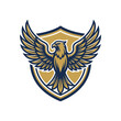 © Kgold - Majestic eagle mascot on a golden heraldic shield.