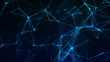© Anna - Abstract digital network of glowing nodes and connecting lines. Technological context. Network connection structure. Interweaving effect. Vector illustration