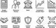 © Emongrapic - Business and finance icon collection featuring budget calculator bank investment dashboard and growth charts.