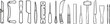 © Radhakrishno11 - Set of manual hand tools for wood carving and leather crafting isolated on white background illustrated in a simple black outline drawing line art style.