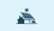 © Liyana - Iconic representation of a residential house with solar panels and a battery, symbolizing renewable energy and home efficiency.