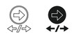 © MdKadir - Directional arrow set featuring circular right pointing symbols and horizontal split arrows in black and white