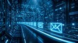 © Desti - Secure email data transmission in high tech cyber server room corridor illustration