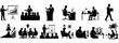 © hannan graphis  - Business People Silhouette Collection - Corporate Meeting, Presentation, Office Work and Teamwork Vector Set