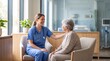 © Sabbir - Compassionate Nurse Providing Emotional Support to Senior Patient During Hospital Consultation