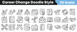 © Vectoravec - Hand drawn black and white career change doodle style icons