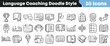 © Vectoravec - Hand drawn black and white doodle icons for language coaching