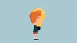 © MAGNIFIER - Young inventor light bulb flat design side view technology theme animation Split-complementary color schem.