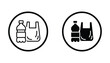 © TARU STOCKPLC - Plastic bottle and bag waste recycling icon set in outline and solid style representing ecological environmental conservation efforts for sustainable living and pollution management