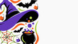 © Aleksandr - Halloween horizontal promotion template with witch hat, cauldron, candy — commercial banner