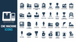 © ABK - Cnc Machine Icon Set Focus On Milling And Machining.