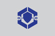© PixelSaga MH2  - Blue hexagonal shield featuring integrated circuit lines and nodes isolated on a light gray background, for cybersecurity network, protection and digital, data safety technology, branding concepts
