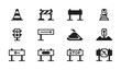 © RANA - Industrial pixel art gate and structural barrier icons for construction site game design.