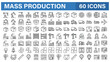 © Tanha - Mass Production web icons in line style. Robot, productive, workflow, industrial, automation, collection. Vector illustration.