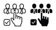 © Vintage Stock - Recruitment icon set showing hand selecting candidate from group of business people with check mark for hiring and human resources management
