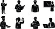 © MdMorsed - Professional Career and Occupations Icon Set Featuring Diverse Workforce Silhouettes Including Doctor Engineer Pilot Teacher Chef Scientist Courier and Office Worker