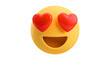 © Emilia - Yellow emoji face with red heart eyes and open mouth, isolated on transparent background