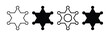 © Nayem - Sheriff icon collection, police badge and law enforcement symbols, justice authority graphics, public safety emblems, security officer signs, crime prevention elements, modern flat vector illustration