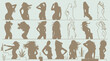 © Chici - Conjunto de silhuetas femininas elegantes em diversas poses dinâmicas e sensuais, ilustrações vetoriais planas isoladas em fundo neutro para design gráfico e projetos de moda.
