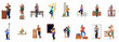 © Sophie - Collection of diverse students in varsity jackets reading books and eating snacks in various settings, flat vector illustration set.