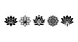 © ff - Black Lotus Flower Vector Icons, Spiritual Mandala Designs, Sacred Geometry Art, Yoga Meditation Symbols