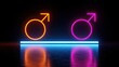 © Adrian - Two neon gender symbols, male and female, glow brightly against black