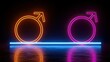© Adrian - Two neon gender symbols glow against a dark background, reflected