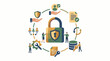 © bolot - Data security process with padlock people documents and gears