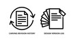 © AlMaruf - Carving revision history and design version log icons with revision document management archiving workflow iterative creative development sequence information organization