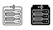 © AHMED - Network server rack with shared connection icon set hardware connection