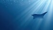 © Generative AI - Majestic Manta Ray Gliding Gracefully Through Sunlit Deep Blue Ocean Waters
