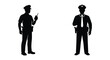 © Jahanur - Police officer silhouettes in uniform facing different directions silhouette