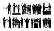 © Agun - Business People Silhouette Collection Set Professional Office Worker Poses, Business Event Scenes, and Professional Achievement Icons